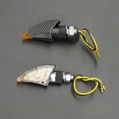 Moto blinkry Highway Hawk SHARK CARBON s krátkou nožičkou, LED, E-mark, karbon (2ks)